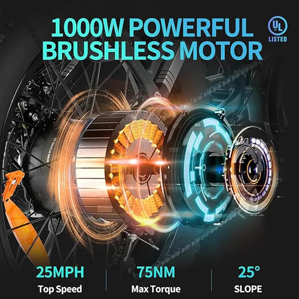 New Ridstar Q20 Lite 1000W 48V 15AH Fat Tire Electric Bicycle