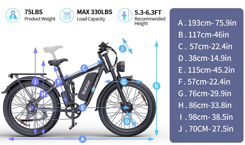 ใEU StockใRidstar EBike E26 Pro Dual Motor 2000W 48V 23AH