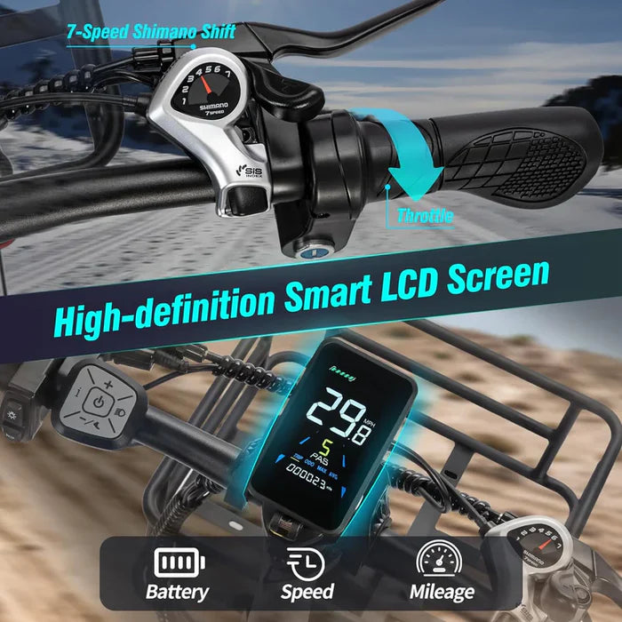 ใEU StockใRidstar MN20 1000W 15AH Fat Tire Ebike