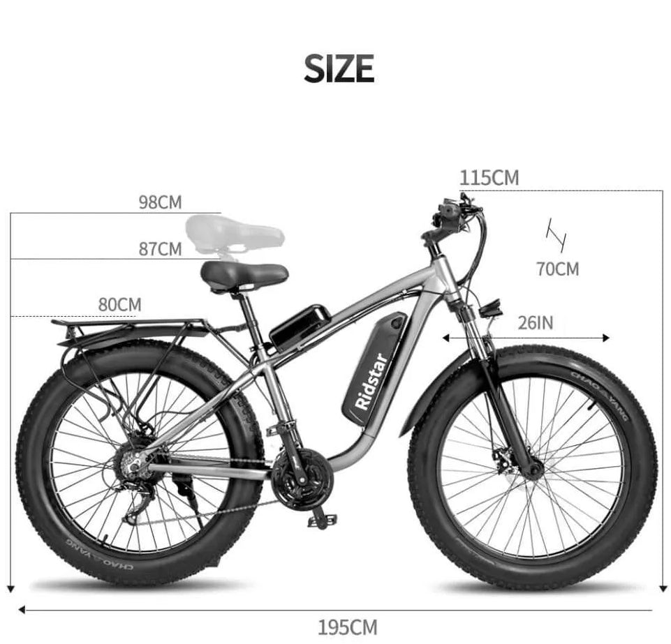 Ridstar E Bike E26 1000W 48V 20AH Battery