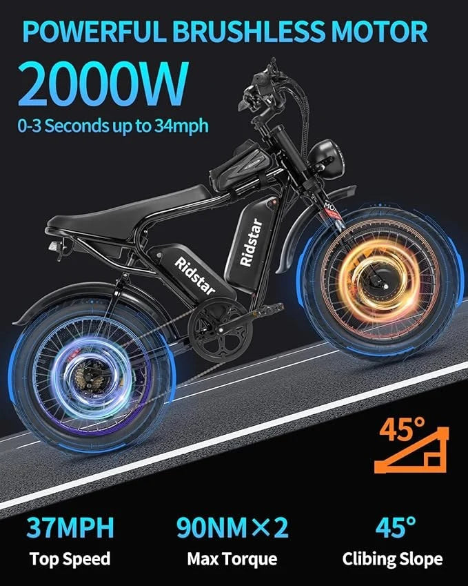 Ridstar Q20Pro 2000W Fat Tire Electric Bicycle
