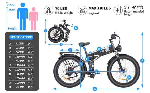 Ridstar H26 Pro Folding E‑Bike 1500 W • 48 V 23 Ah • Folds in 10 Sec