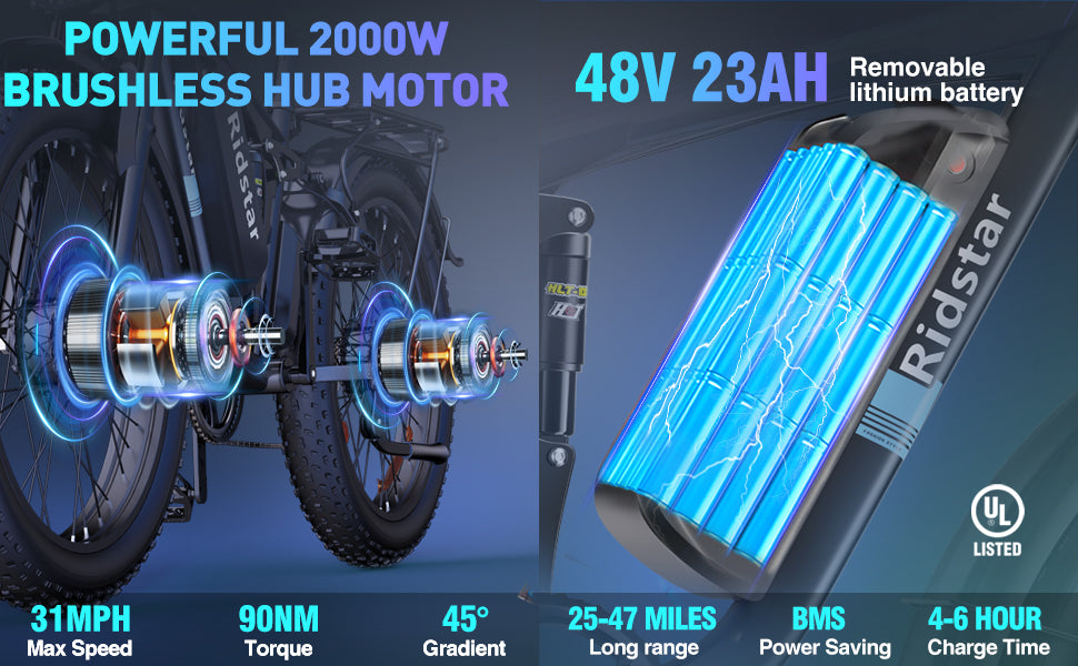 Ridstar E Bike E26 Pro Dual Motor 2000W 48V 23AH
